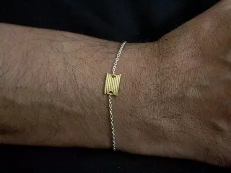925 sterling silver rakhi chain bracelet with Gold-plated motif