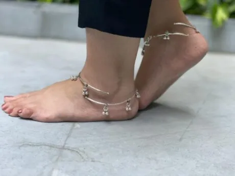 925 silver ghunhroo leg kada