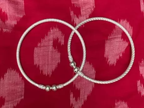 Refined Rope and Classical Ball Design Leg Kada Payal in 925 Silver