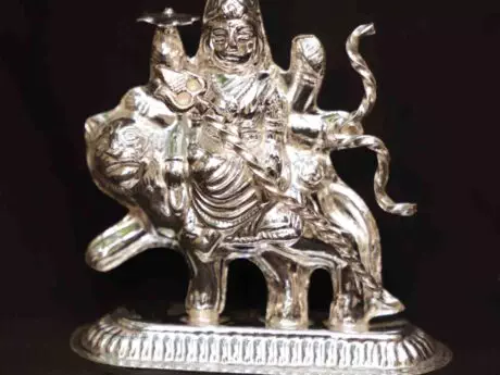 Divine Form Durga Ma Silver Statue in 92.5