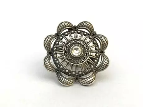 Kundan Bloom Adjustable Rings in 92.5 silver.