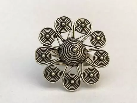 Designer Blossom Adjustable Ring in 92.5 silver