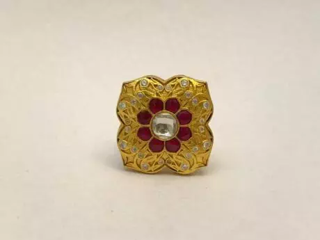 Square Meena Bloom Designer Ring