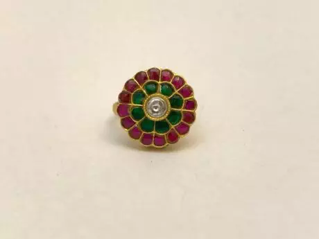 Circular Meena Bloom Designer Ring in 92.5 Silver