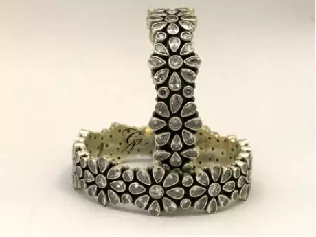 Floral Elegance CZ Kada Bangle
