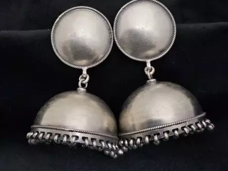 Antique Bell Charm Jhumki in 92.5 Silver