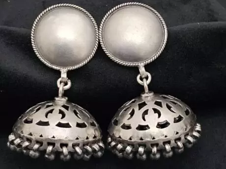 Cutwork Circle and Bell Charm Jhumki in 925 silver