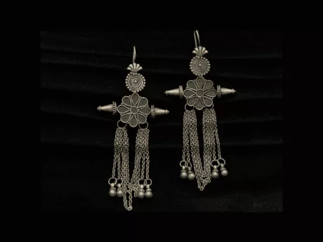Spiral Bloom Chain Earrings in 925 Silver