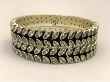 Petite Elegance CZ Leaf Kada Bangle