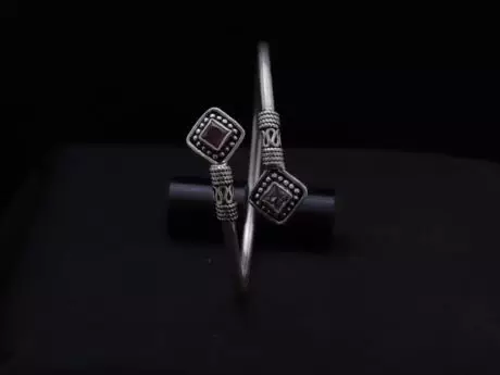 Regal Ruby Square Kada Bracelet in 925 Silver