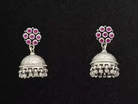 Rose Radiance Antique Jhumki in 925 Silver