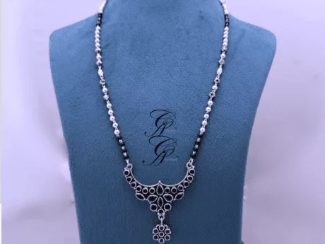 Sapphire Elegance Antique Mangal sutra in 925 Silver