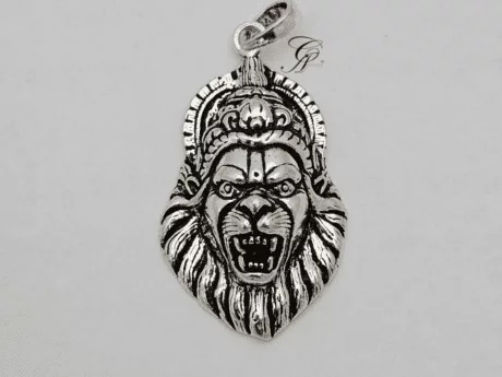 Antique Narsingh God Silver Pendant in 925 silver