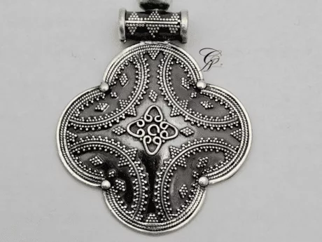 Antique Rava Work Silver Pendant in 925 Silver