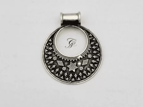 Lunar Radiance Antique Silver Rava Work Pendant in 925 Silver