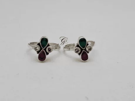 Gemstone Fusion Adjustable Toe Ring in 925 Silver
