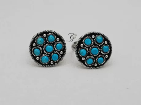 Turquoise Circle Adjustable Toe Ring in 925 Silver