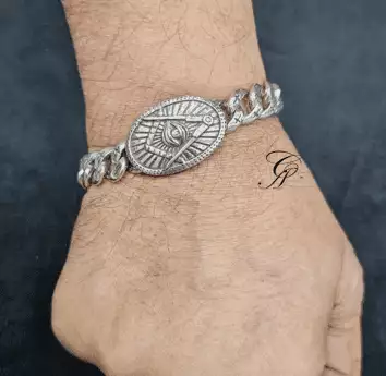 IlluminatiCirc Sterling Silver Gents Bracelet in 925 Silver