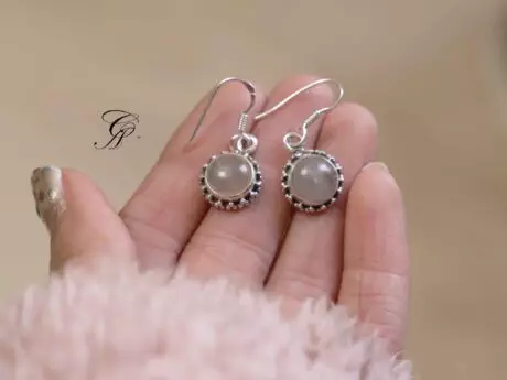 Moonstone Circle Sterling 92.5 Silver Earrings