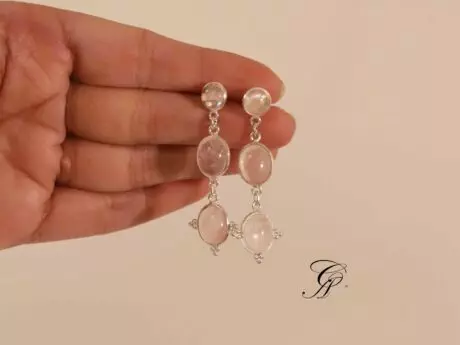 Moonstone Oval and Circle 92.5 Sterling Silver Earrings