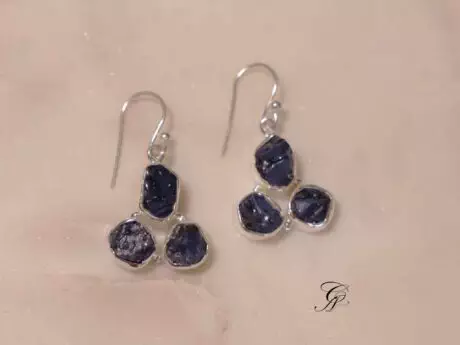 Blue Quartz Trio Hook 92.5 Silver Earrings