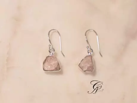 Pink Quartz Hook 92.5 Silver Earrings