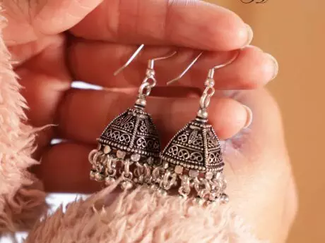 Antique Square Charm Jhumki in 92.5 Silver
