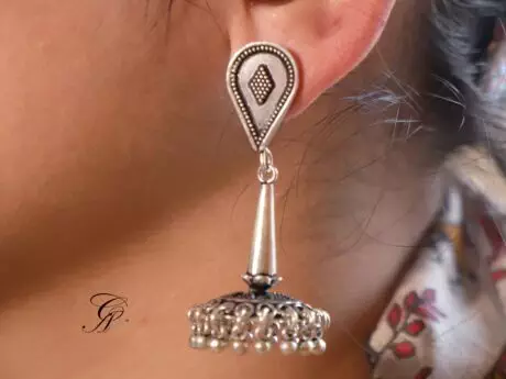 Designer Ball Charm Jhumki in 92.5 Silver