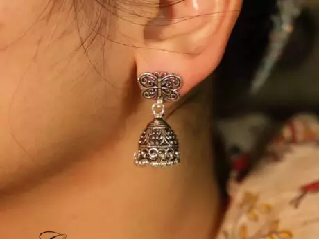 Antique Butterfly Charm Jhumki in 92.5 Silver