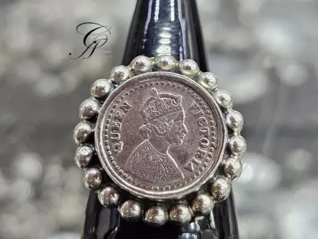 Beautiful Coin-Designed Adjustable Silver Ring