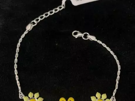 Elegant Flower Silver Rakhi Chain Bracelet