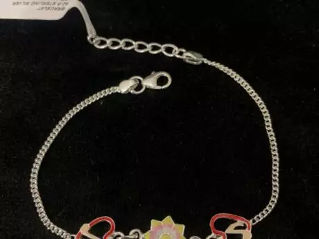 Elegant Flower Silver Rakhi Chain Bracelet