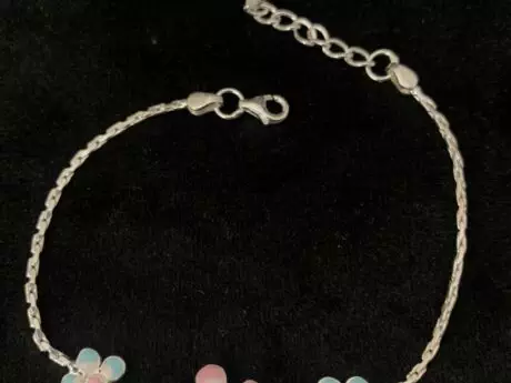 Floral Design Sterling Silver Rakhi Chain Bracelet