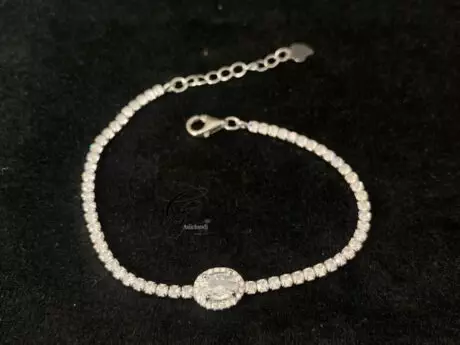 CZ Stone Sterling Silver Rakhi Bracelet