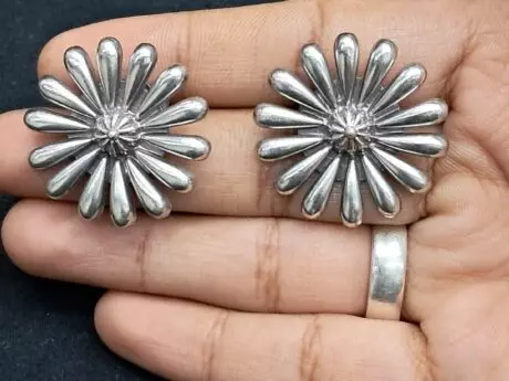 92.5 Silver Handcrafted Designer Stud Earrings