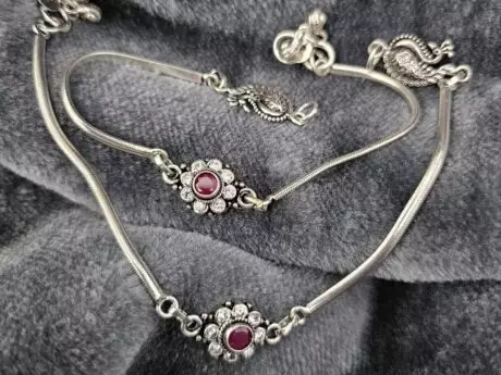 Ruby Glow 92.5 Silver Hallmarked Anklet