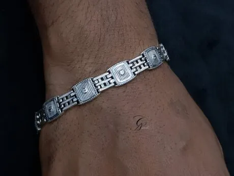 Royal Square Panel Silver Bracelet