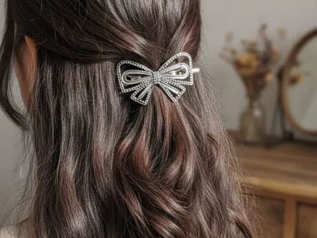 Elegant Bow Hair Clip in 92.5 Silver Hallmarked