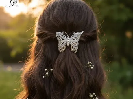 Elegant Butterfly Hair Clip in 92.5 Silver Hallmarked