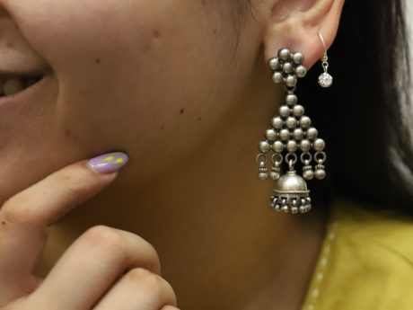 925 Silver finely carved jhumka