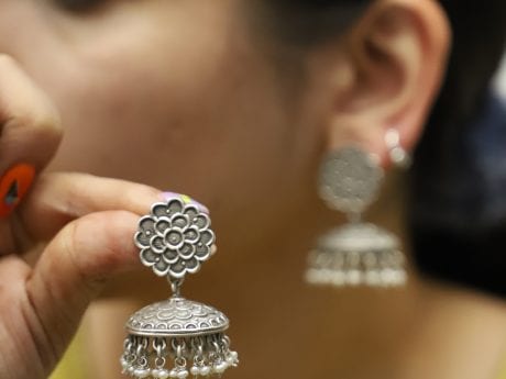 925 Silver finely carved jhumka