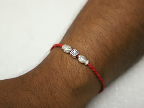 925 Silver Fish bead Rakhi