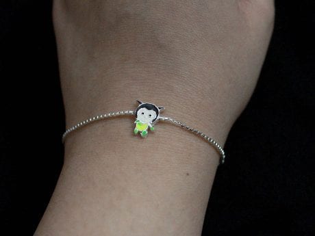 925 sterling silver cute cartoon chain rakhi bracelet for kids