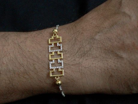 925 Sterling Silver Chain Zircon Studded Rakhi Bracelet