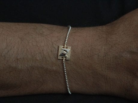 925 sterling silver rakhi chain bracelet with Gold-plated motif