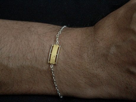 925 sterling silver rakhi chain bracelet with Gold-plated motif