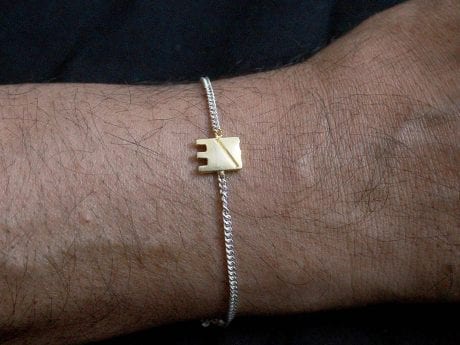 925 sterling silver rakhi chain bracelet with Gold-plated motif
