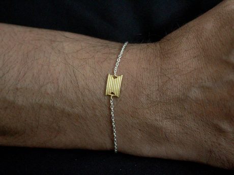 925 sterling silver rakhi chain bracelet with Gold-plated motif