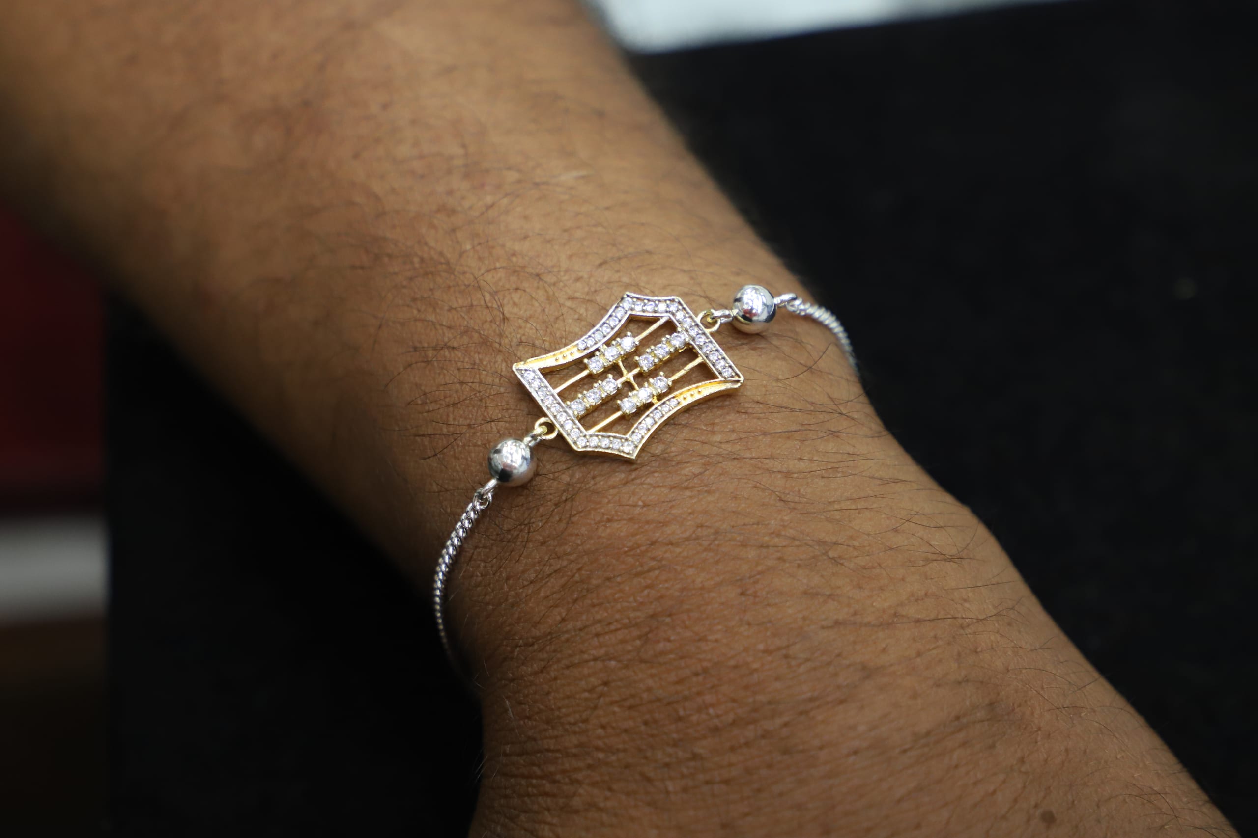 925 Sterling Silver Chain Zircon Studded Rakhi