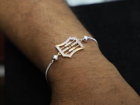 925 Sterling Silver Chain Zircon Studded Rakhi